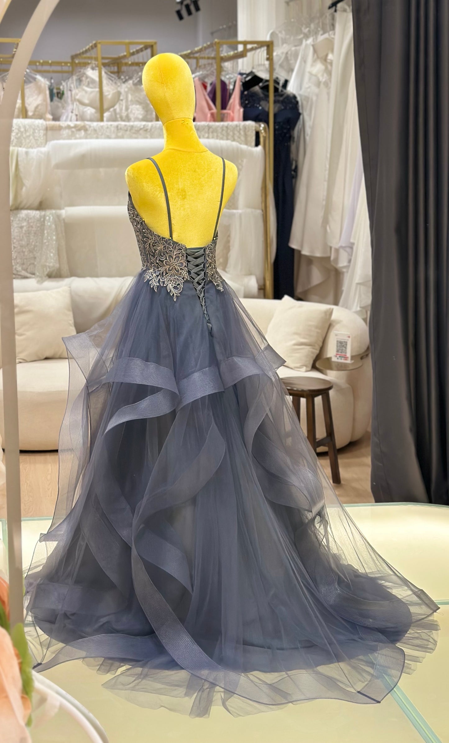 Twilight Luxe Half-Lace Evening Gown | Ready-to-Wear