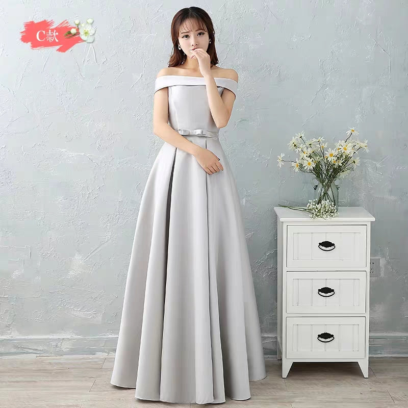 Bridesmaid dress long section autumn new satin bridesmaid sisters skirt slim bridesmaid dress banquet evening dress female