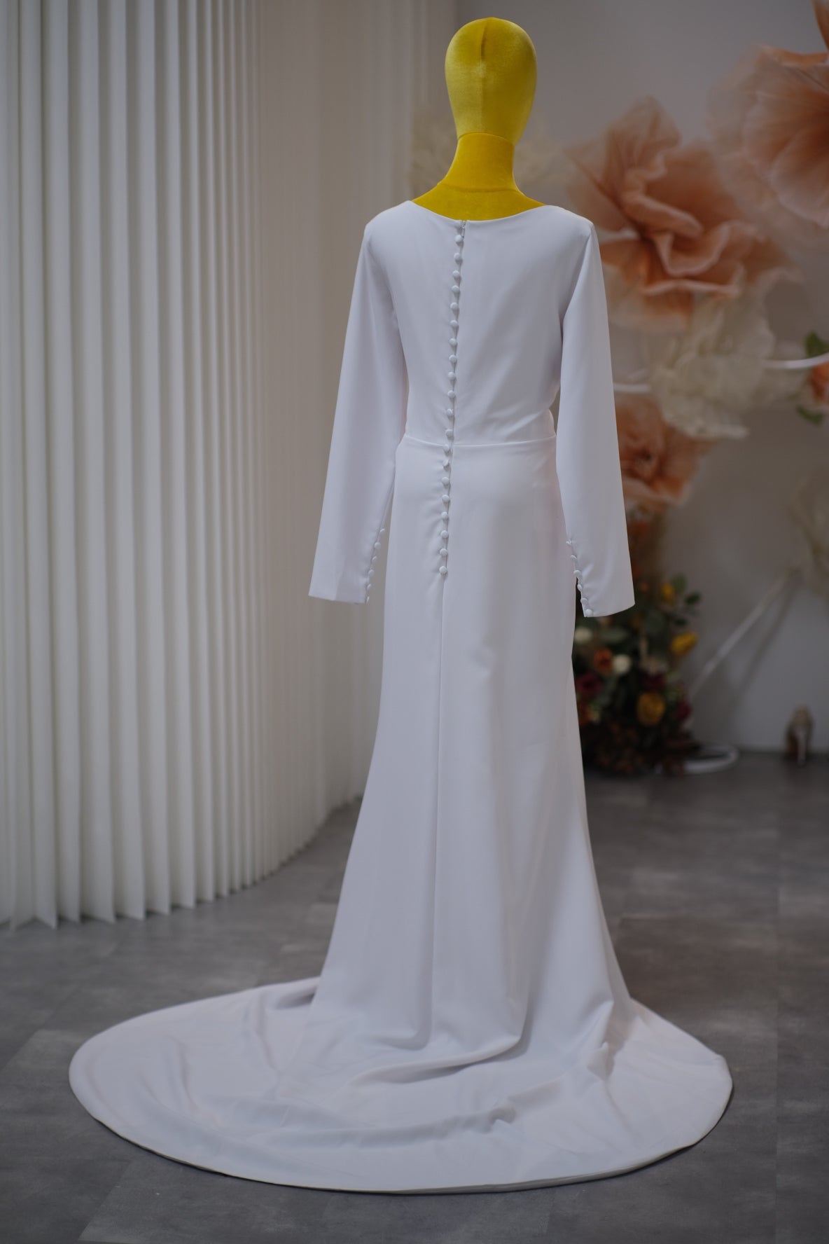 BG-WED-AME-10102 WEDDING GOWN PREMIUM FABRIC PLAIN WITH PLEATED SIZE XL, 4XL, 5XL