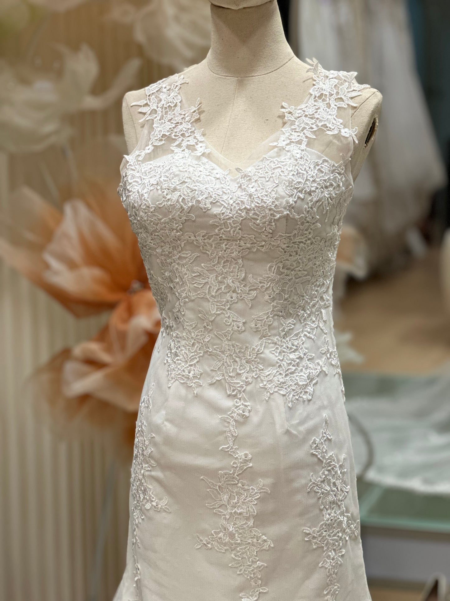 BG-WED-AME-10104 WEDDING GOWN PREMIUM FABRIC FULL LACE SIZE XS BUST 78 WAIST 64