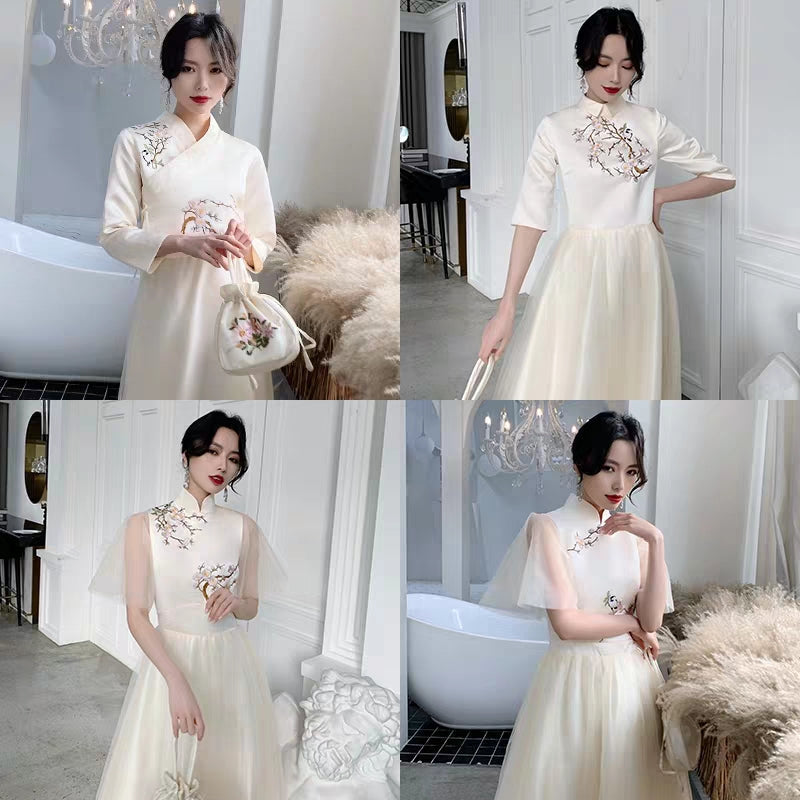 Chinese bridal dress new winter long parachute County Chinese wind tense group wedding evening dress