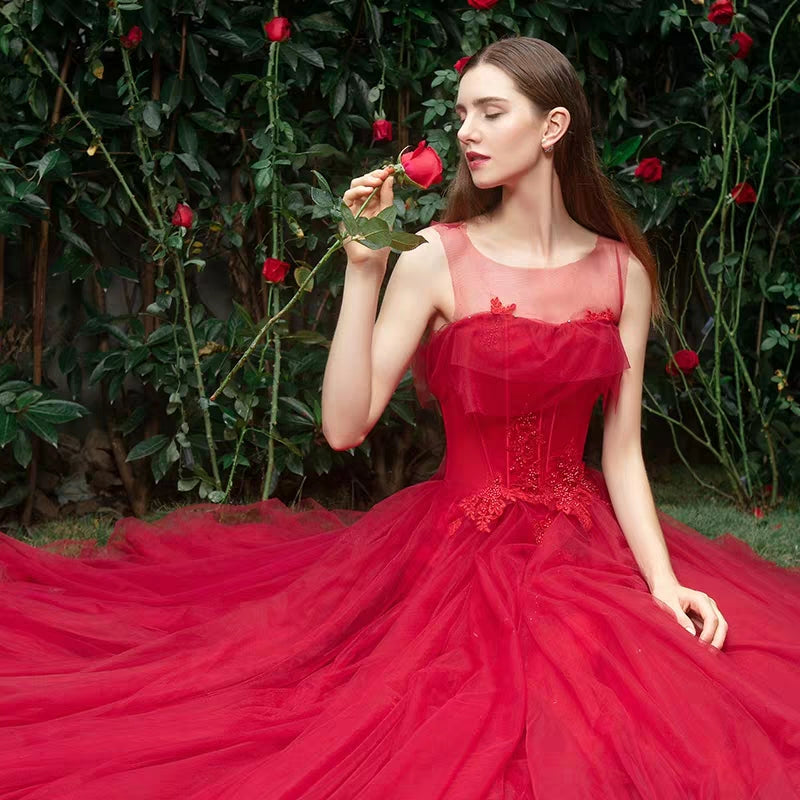 Toast clothing bride spring models get married new red wedding dress back to autumn clothes long fairy line