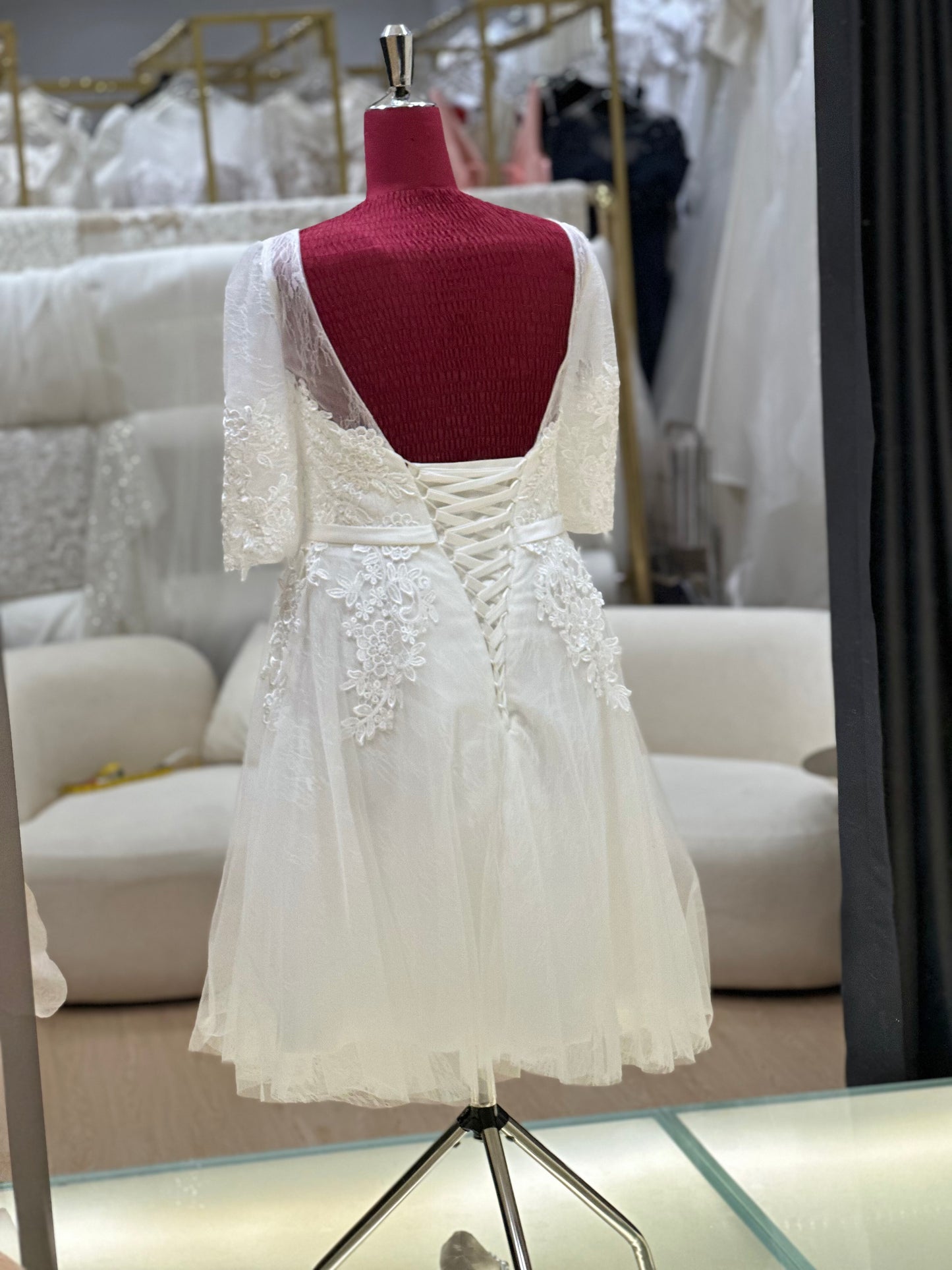 BG-WED-AME-10140 WEDDING GOWN FABRIC HALF LACE SIZE XL-3XL BUST 90-100 WAIST 74-84