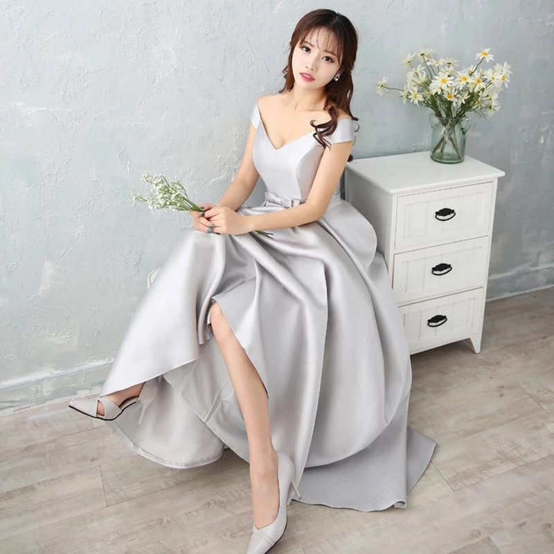 Bridesmaid dress long section autumn new satin bridesmaid sisters skirt slim bridesmaid dress banquet evening dress female