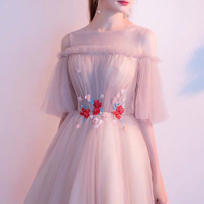 Evening dress female new autumn word shoulder banquet dress party dress small dress short bridesmaid dress
