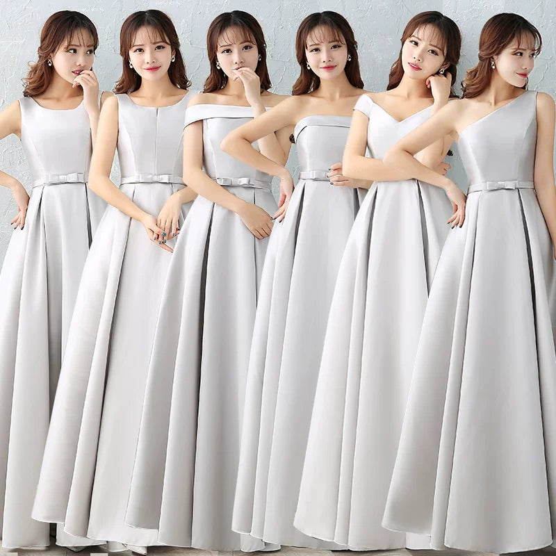 Bridesmaid dress long section autumn new satin bridesmaid sisters skirt slim bridesmaid dress banquet evening dress female