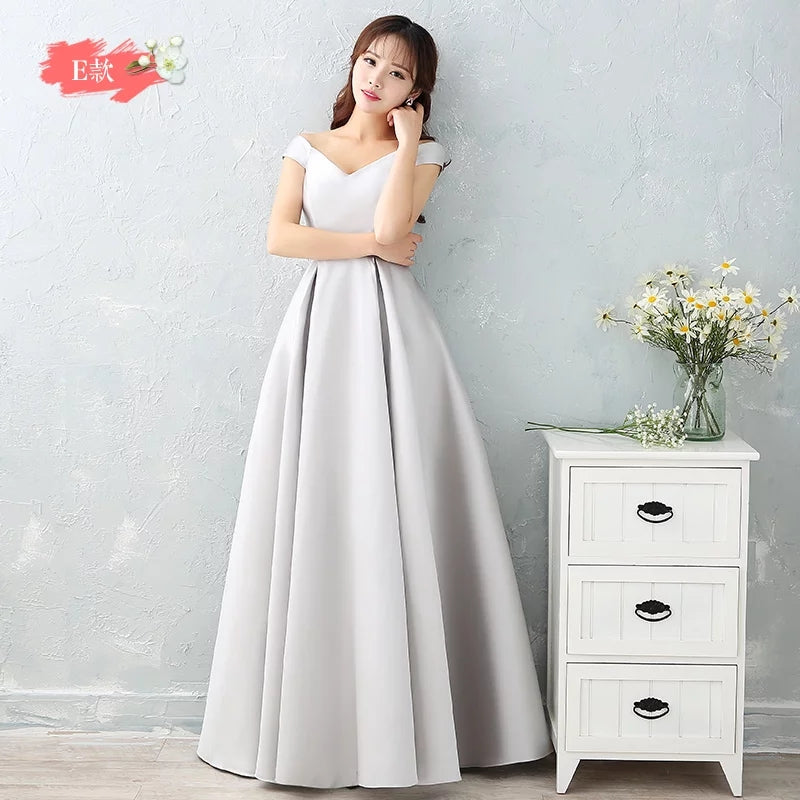 Bridesmaid dress long section autumn new satin bridesmaid sisters skirt slim bridesmaid dress banquet evening dress female