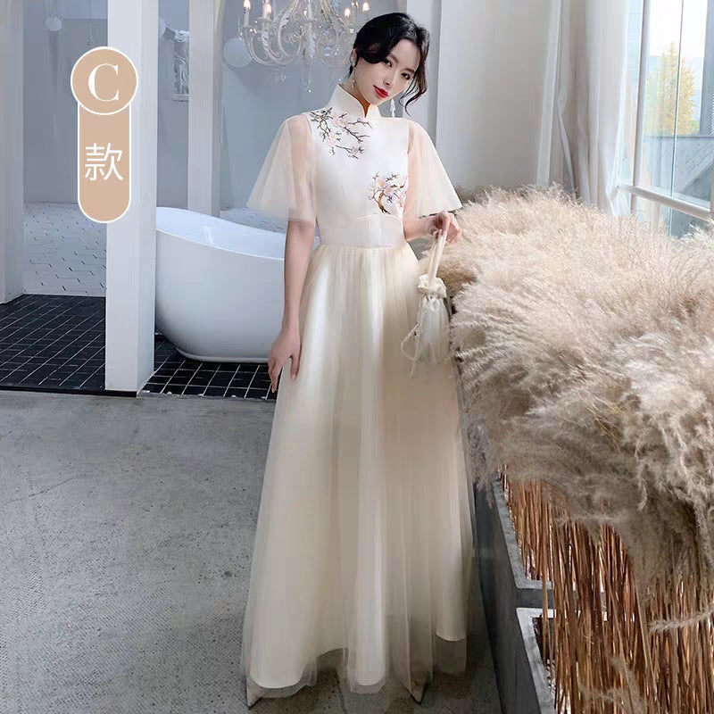 Chinese bridal dress new winter long parachute County Chinese wind tense group wedding evening dress