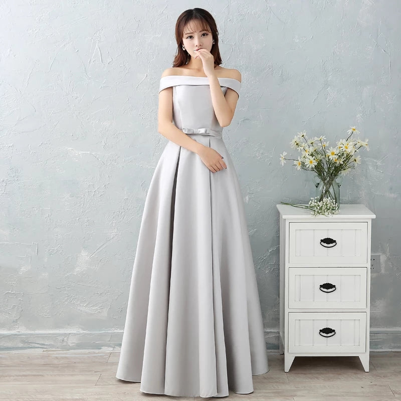 Bridesmaid dress long section autumn new satin bridesmaid sisters skirt slim bridesmaid dress banquet evening dress female