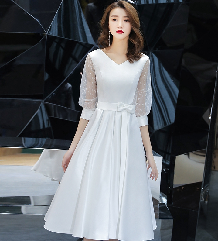 EG-SALE-AME-00132 white evening dress female fairy dress sample clothing cutting drawing small dress