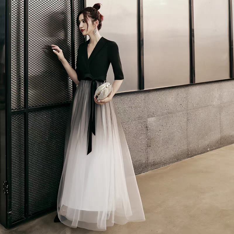 EG-SALE-AME-00136 Temperament banquet black evening dress female new performance chorus high-end luxury birthday dress host