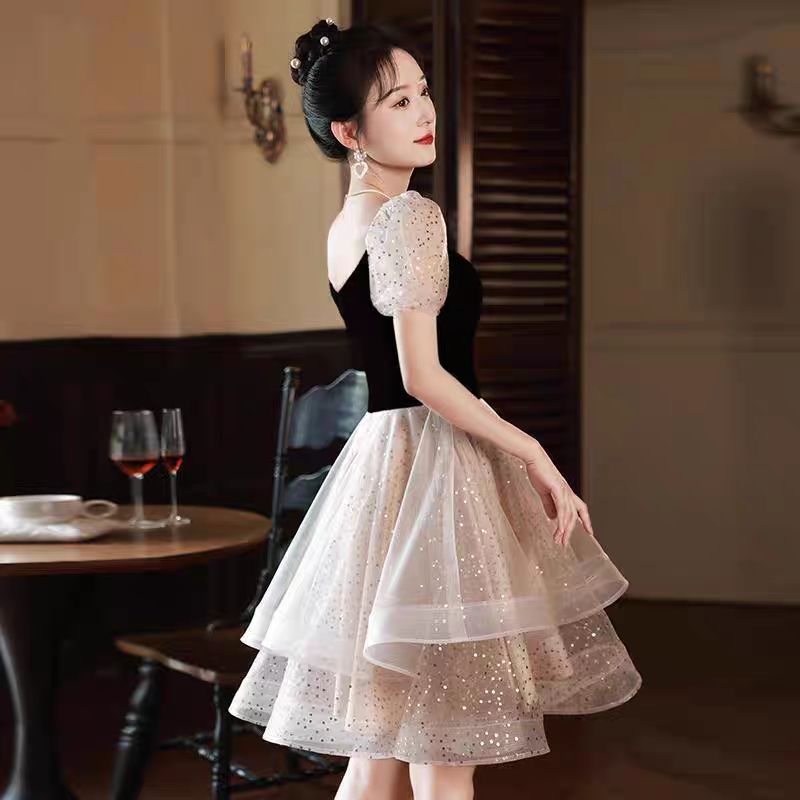 EG-SALE-AME-00140 Bride wedding toast dress 2024 new small engagement evening dress light luxury high-end banquet dress female