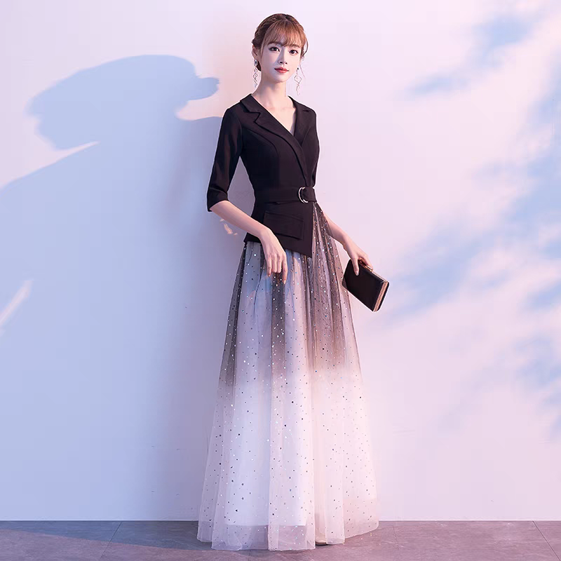 EG-SALE-AME-00142 Banquet evening dress long new dreamy starry sky gradient host chorus performance costume temperament long skirt female
