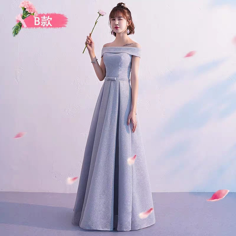 Bridesmaid dress new Korean gray bridesmaid skirt female sisters head section slim wedding evening dress autumn