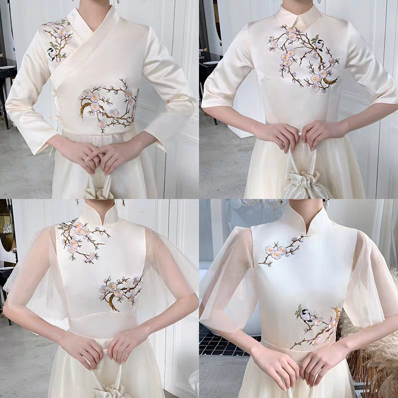 Chinese bridal dress new winter long parachute County Chinese wind tense group wedding evening dress