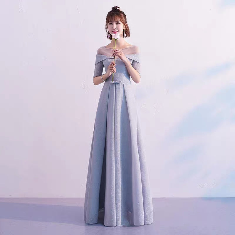 Bridesmaid dress new Korean gray bridesmaid skirt female sisters head section slim wedding evening dress autumn