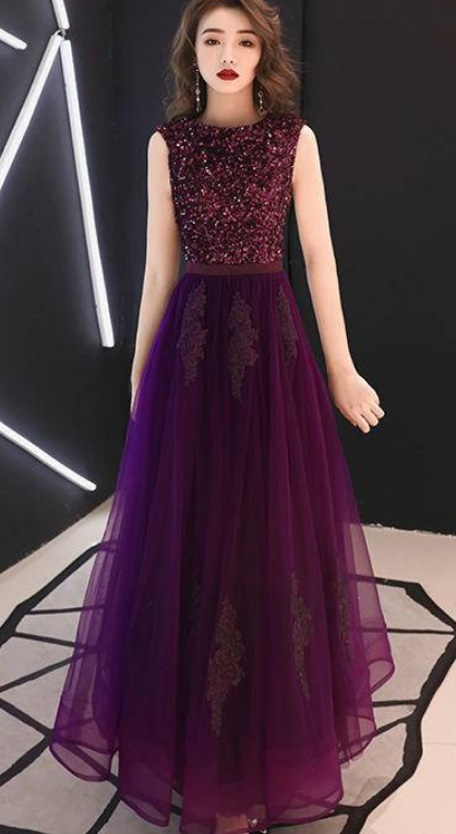 EG-SALE-AME-00159 Banquet evening dress new style velvet amethyst gown shimmering beaded bodice and elegant tulle skirt female long style high-end