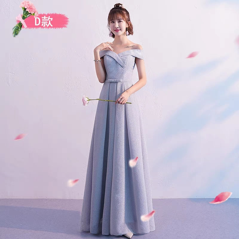 Bridesmaid dress new Korean gray bridesmaid skirt female sisters head section slim wedding evening dress autumn