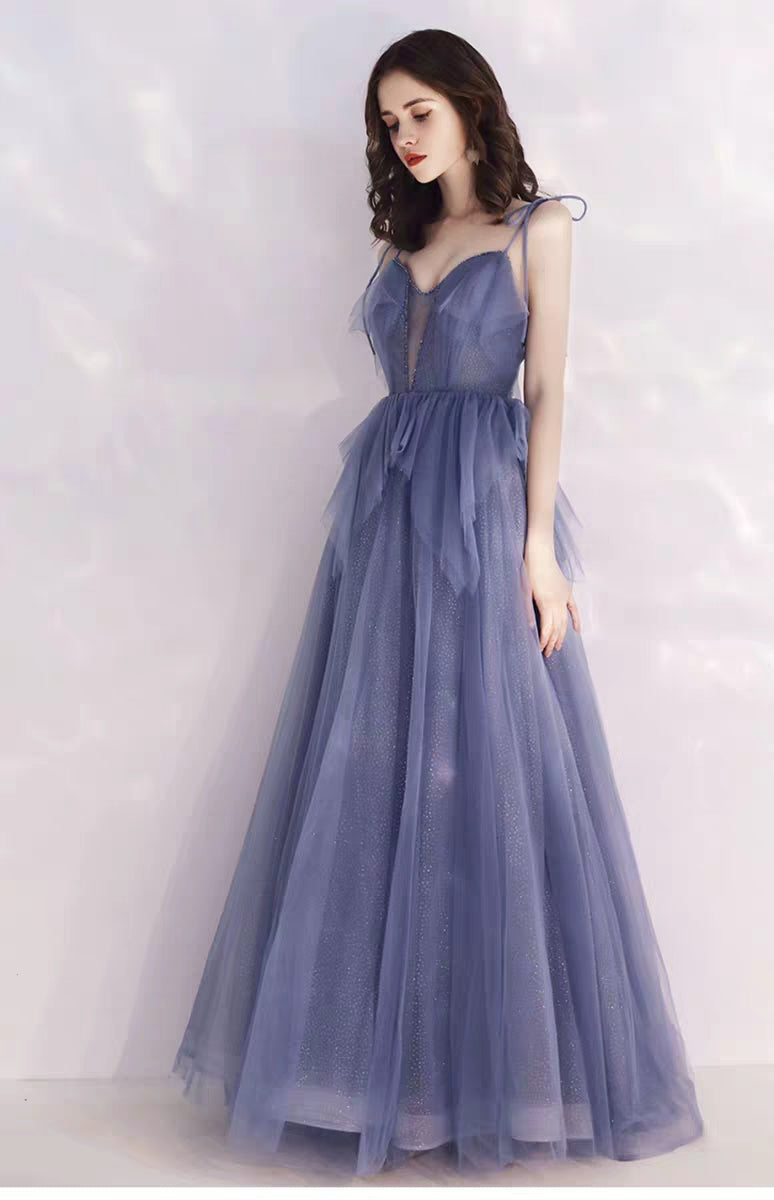 Banquet evening dress long section new strap small trailing noble temperament party host dress female dress