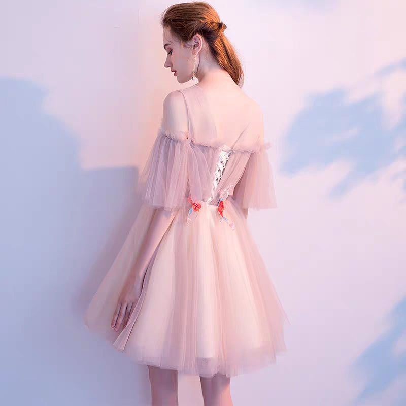 Evening dress female new autumn word shoulder banquet dress party dress small dress short bridesmaid dress