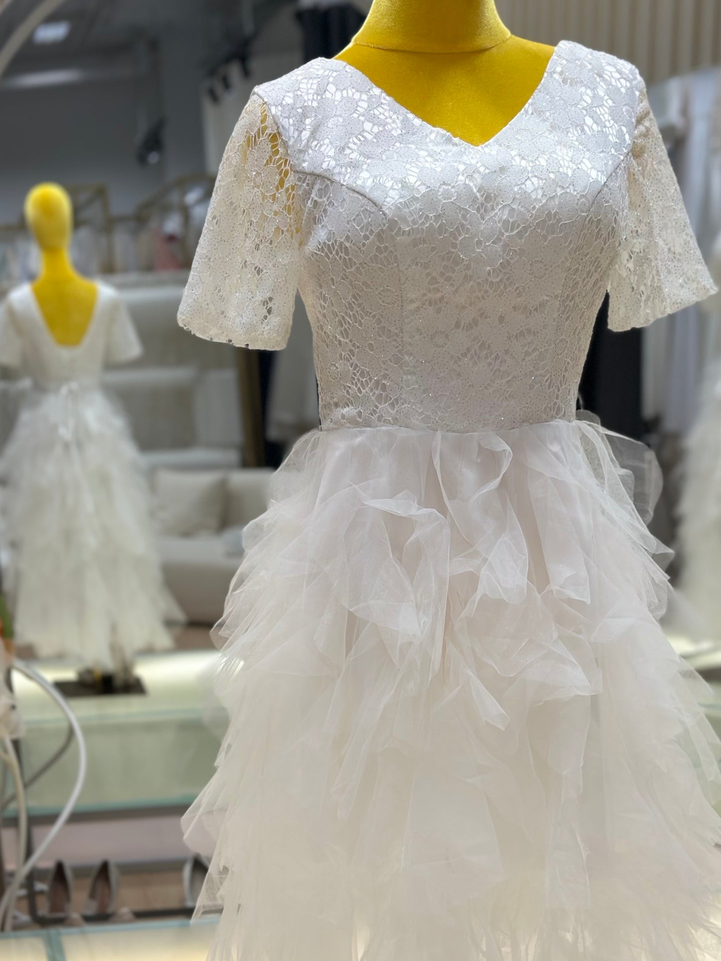 BG-WED-AME-10063 New travel photography light wedding dress forest style slim French style simple bride going out small dress spring