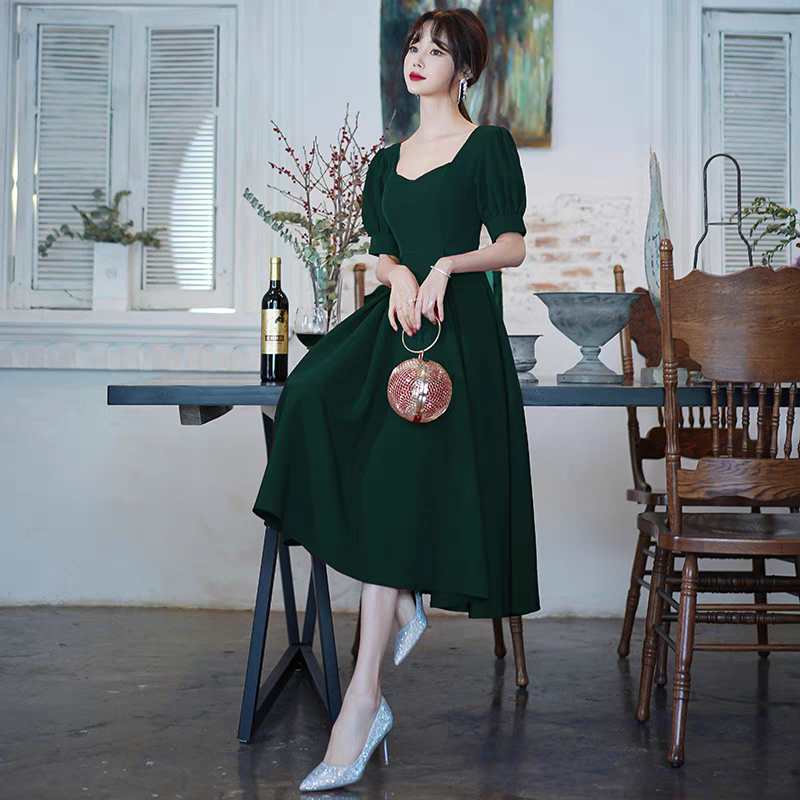 EG-SALE-AME-00177 Toast Dress Can Be Worn at Ordinary Times in the Bride, Summer Wedding Dress, Engagement Home Casual Dress, Thin Petite Dress for Women