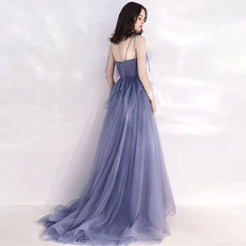 Banquet evening dress long section new strap small trailing noble temperament party host dress female dress