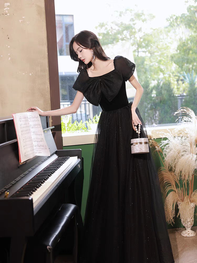 EG-SALE-AME-00182 Elegant Off-Shoulder Black Evening Gown classy banquet elegant annual meeting summer woman's style tutu skirt light luxury