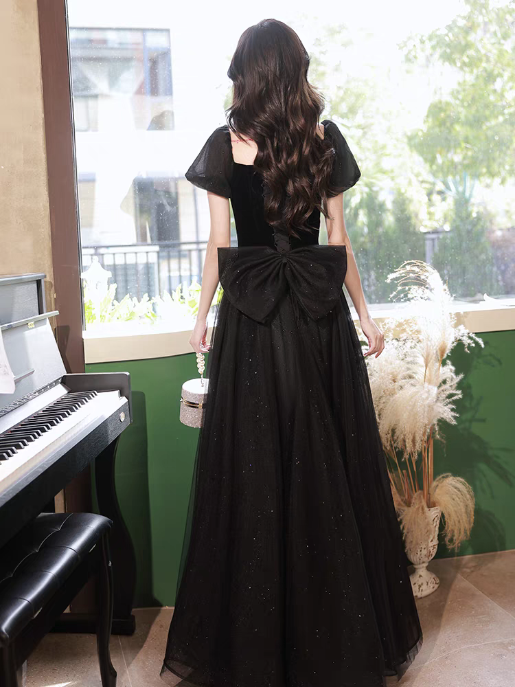 EG-SALE-AME-00182 Elegant Off-Shoulder Black Evening Gown classy banquet elegant annual meeting summer woman's style tutu skirt light luxury