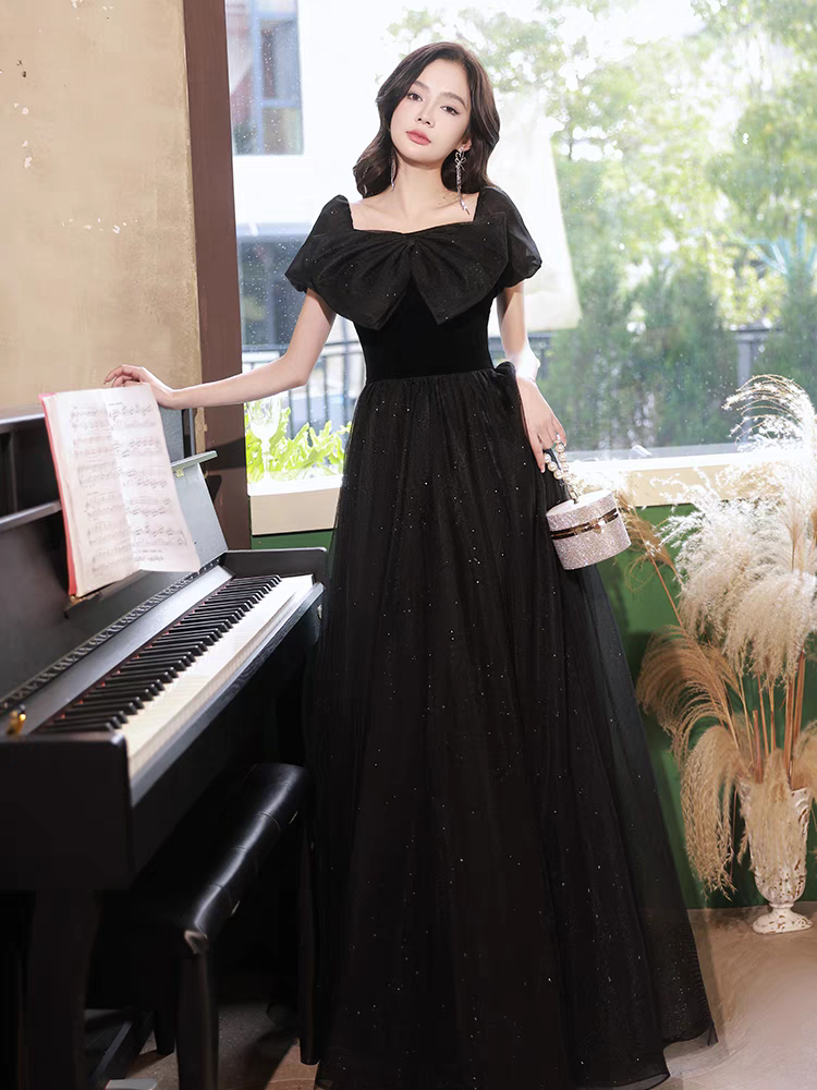 EG-SALE-AME-00182 Elegant Off-Shoulder Black Evening Gown classy banquet elegant annual meeting summer woman's style tutu skirt light luxury