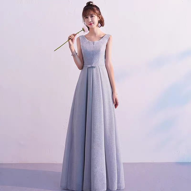 Bridesmaid dress new Korean gray bridesmaid skirt female sisters head section slim wedding evening dress autumn