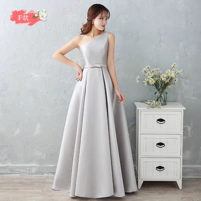 Bridesmaid dress long section autumn new satin bridesmaid sisters skirt slim bridesmaid dress banquet evening dress female