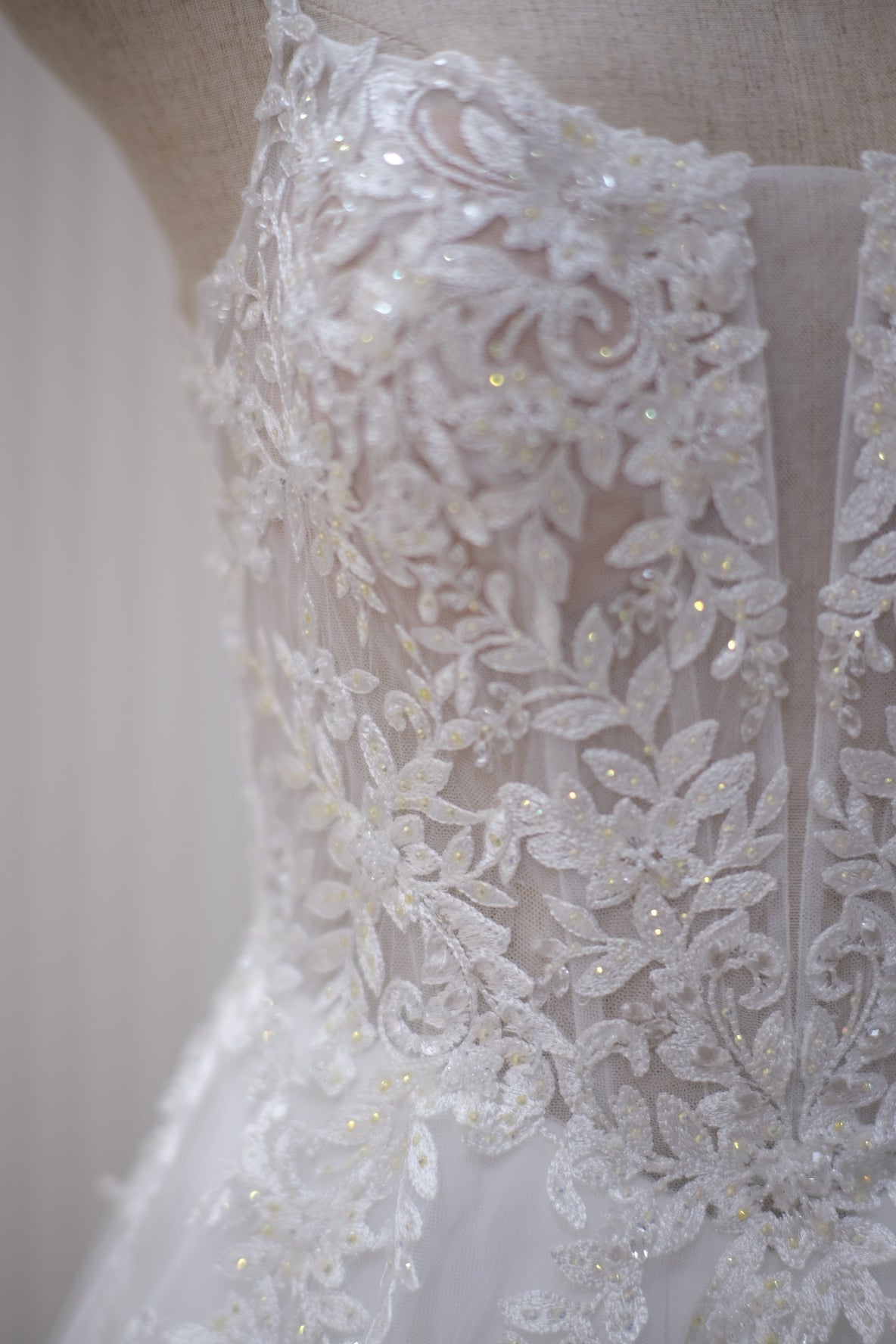 Wedding bridal premium fabric half aplique lace with beaded
