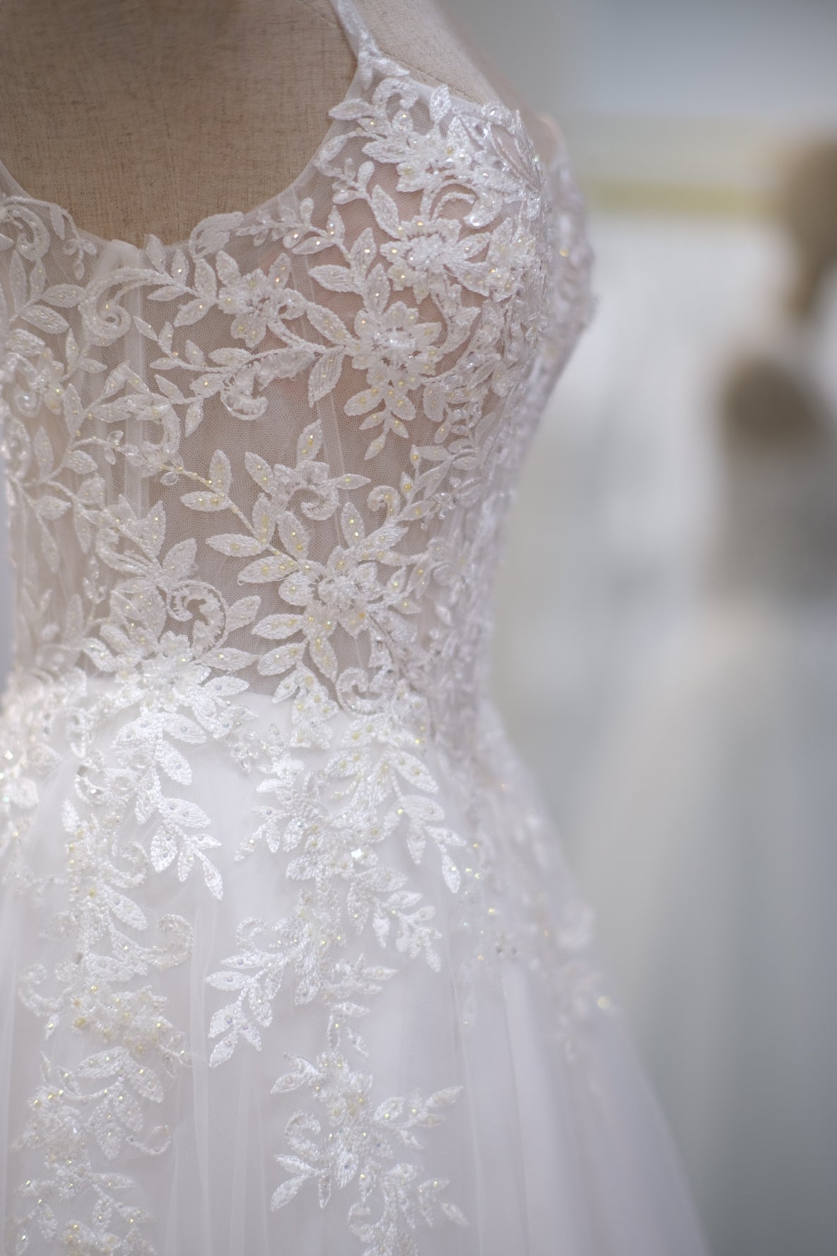 Wedding bridal premium fabric half aplique lace with beaded