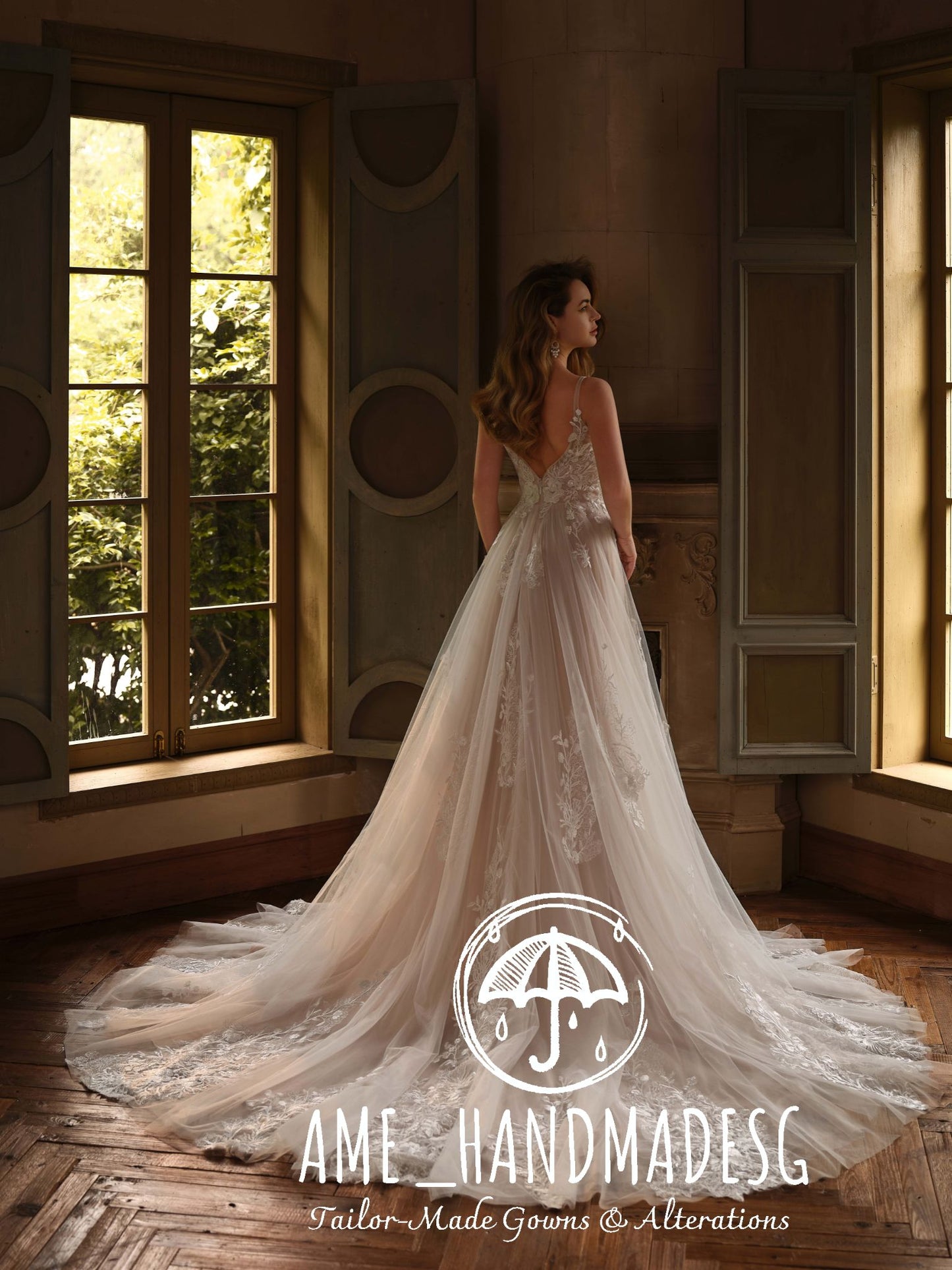 Sunny - Whispering Romance – A Delicate Lace Bridal Gown with Flowing Train