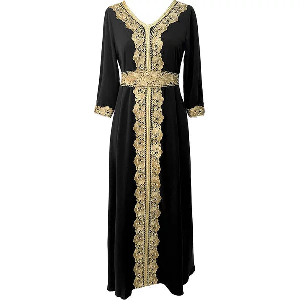 Elegant Retro Evening Dress with High Waist V-Neck
