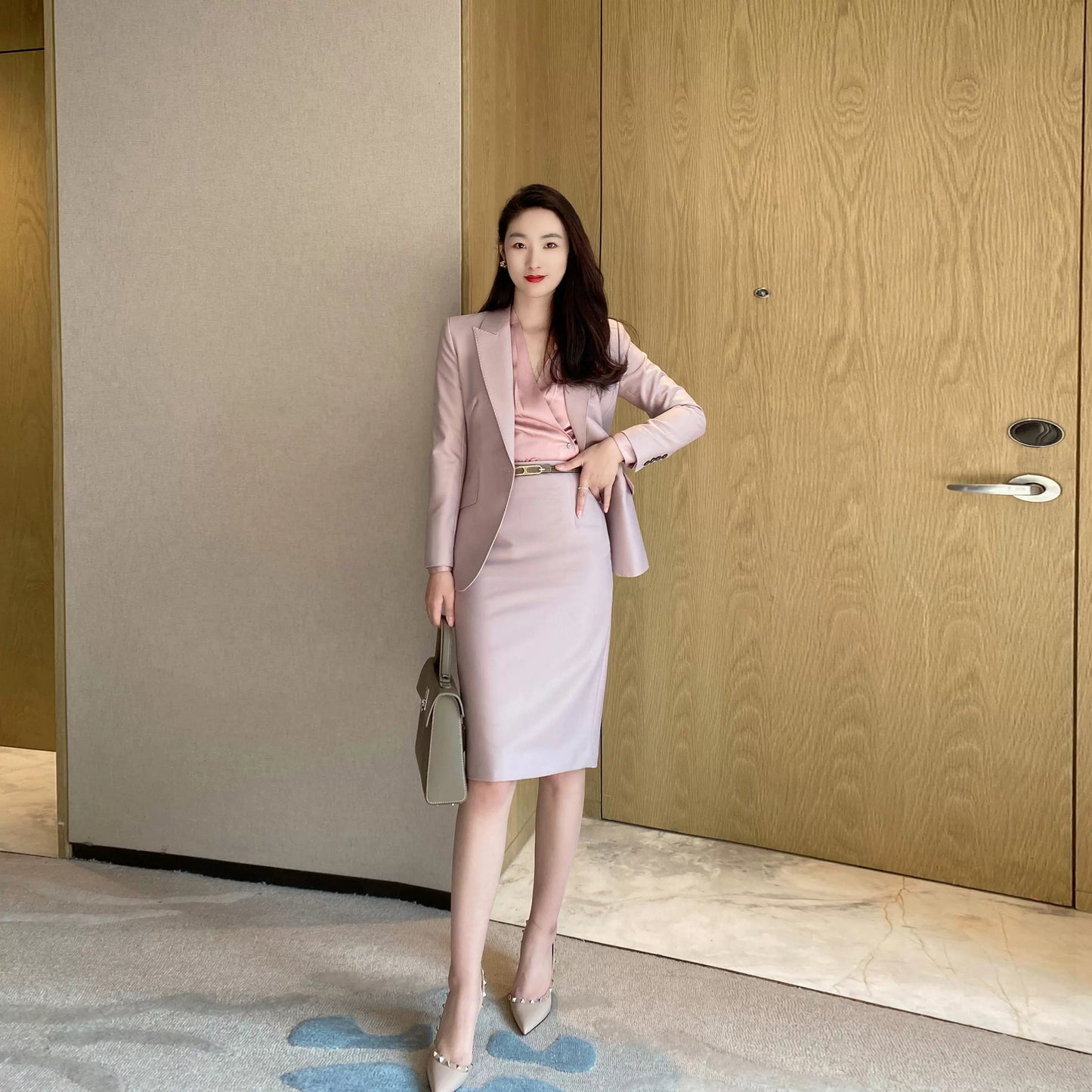 Spring Fuchsia Slim Fit Classic Suit Set with Hip Accents