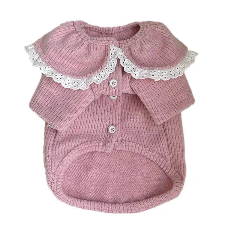 Pet Lace Cardigan Sweater Warm for Small Dogs Autumn