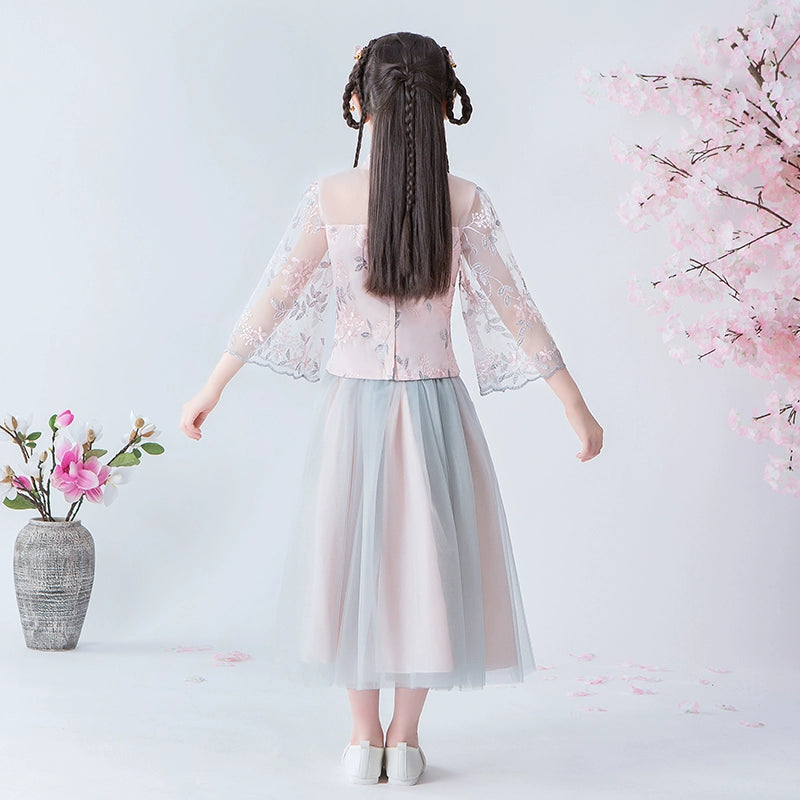Elegant Summer Hanfu Cheongsam: Perfect for Children's Catwalk & Performances