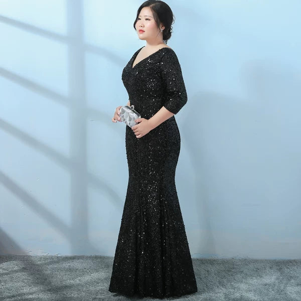 Black Sequin Elegant Evening Dress