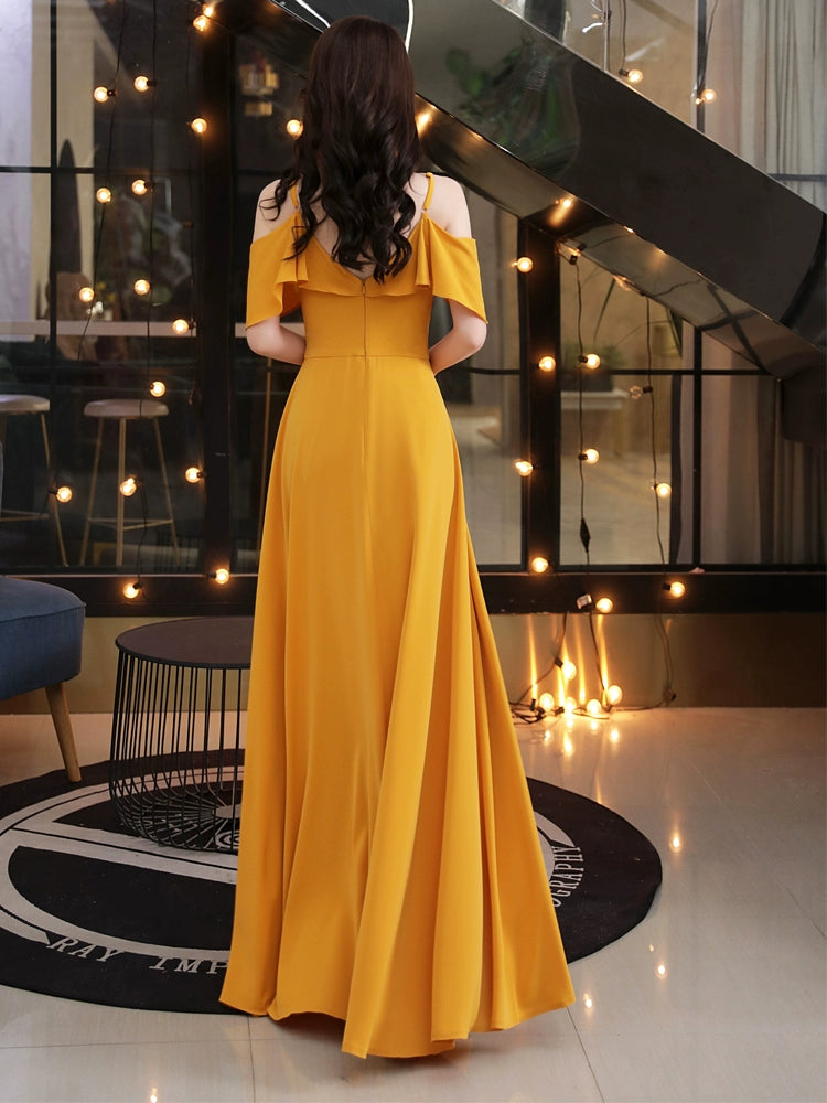 Bridesmaid Dress Simple Cut Bright Catchy Style