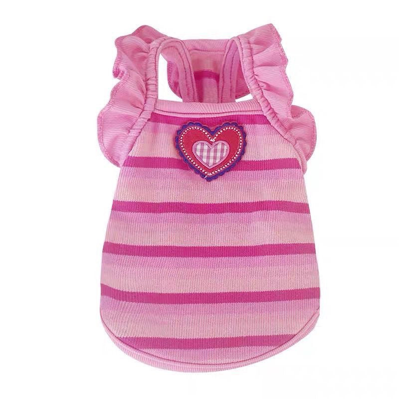 Peach Fans Sweetheart Summer Embroidered Elastic Striped Pet Vest