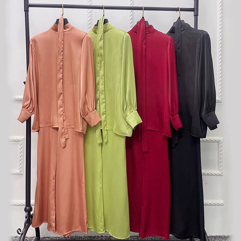 Elegant Arabic Dress Set with Belt Premium Fabric Malaysia Style