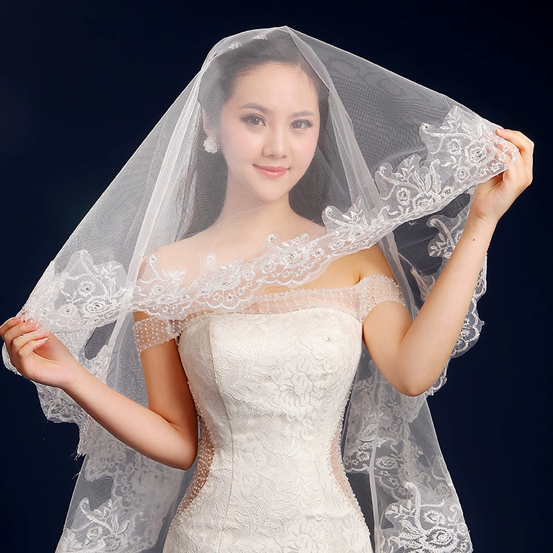 Korean Extra-Long Lace Wedding Veil