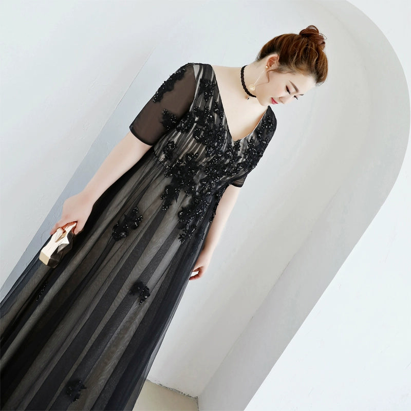 Black Elegant A-Line Wedding Dress