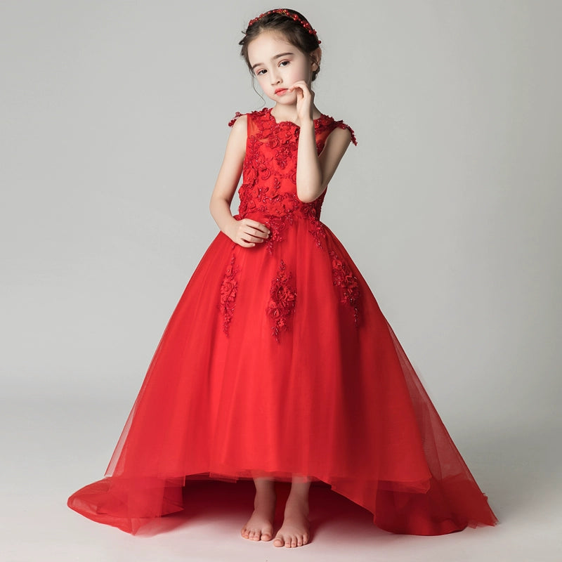 Elegant Princess Wedding Dress for Girls Piano Performance Costume