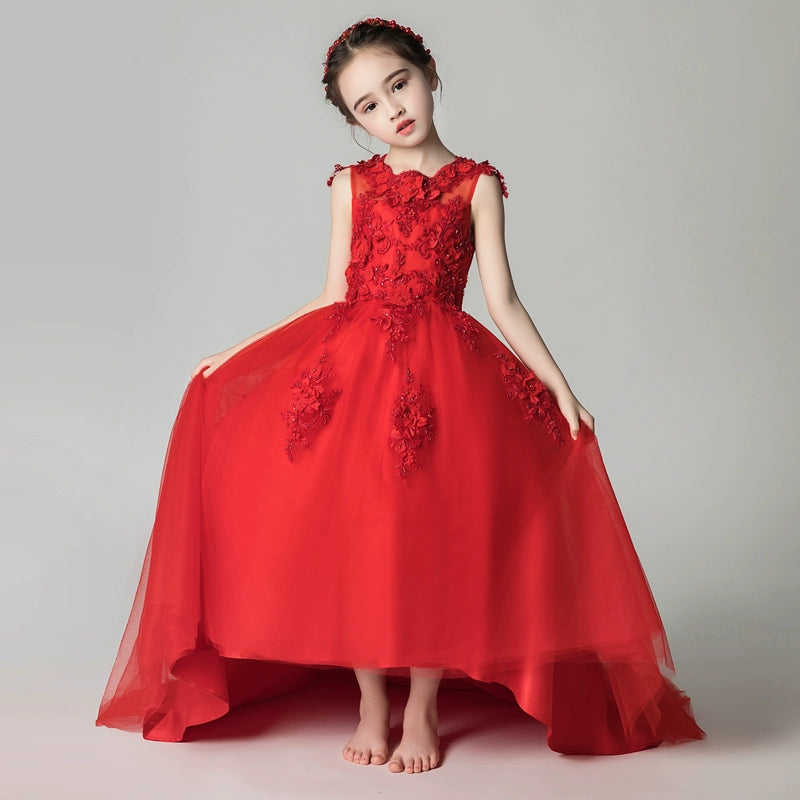 Elegant Princess Wedding Dress for Girls Piano Performance Costume