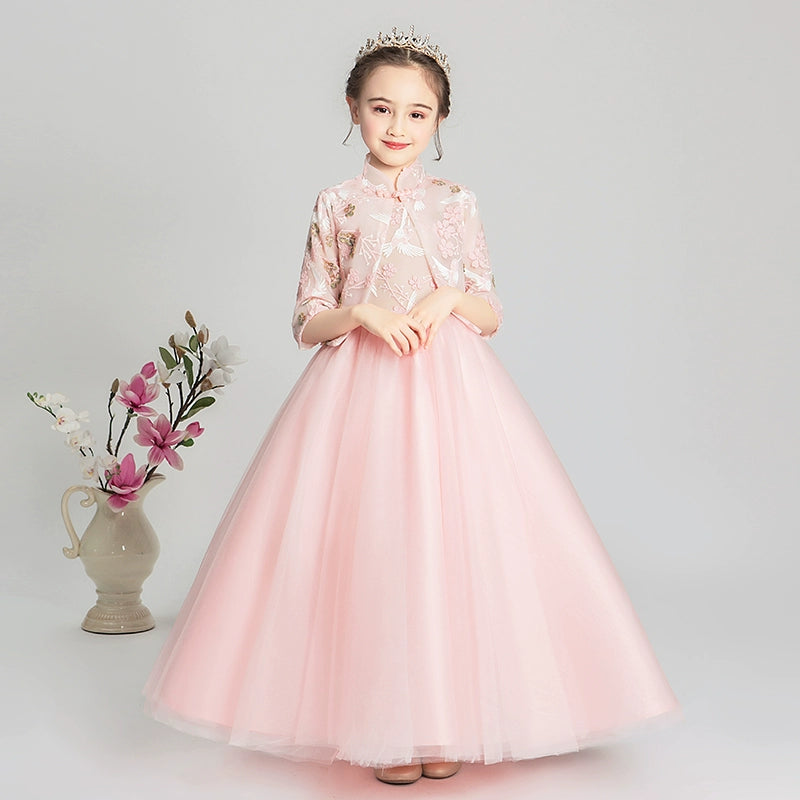 Elegant Girls' Cheongsam Princess Dress for Weddings and Formal Occasions