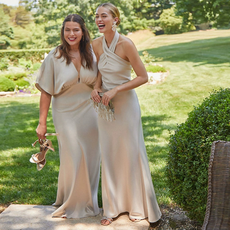 Champagne Colored Fitted Bridesmaid Dress