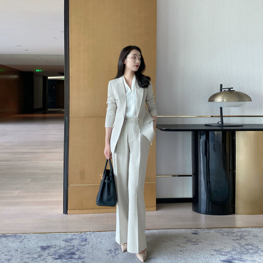 Fish Belly White Loose-Fit Autumn Women's Suit Set